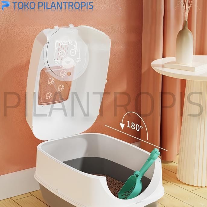 TERLARIS CAT LITTER BOX KUCING BESAR JUMBO TERTUTUP 38X57X41 CM TEMPAT PUP KOTORAN POOP LITER BOX KU