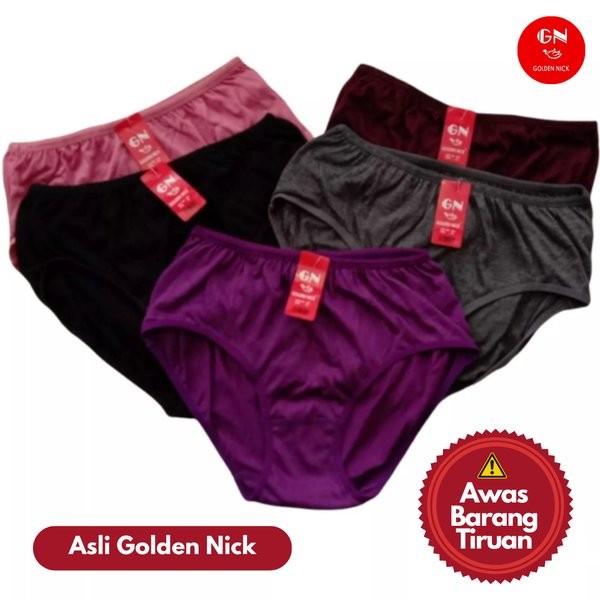 Celana Dalam Golden Nick - 6 Pcs Celana Dalam Wanita Warna Gelap