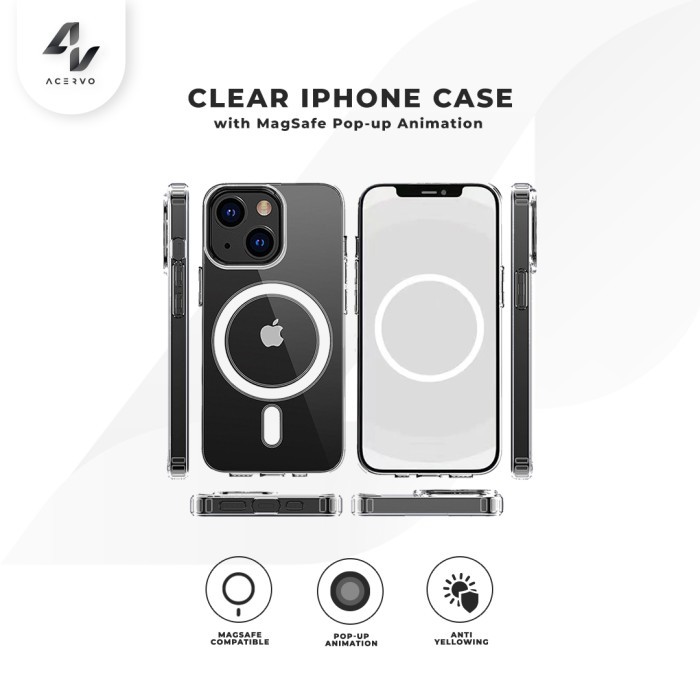 Clear iPhone Case with MagSafe Pop-up Animation Hard Case 12-15 Series