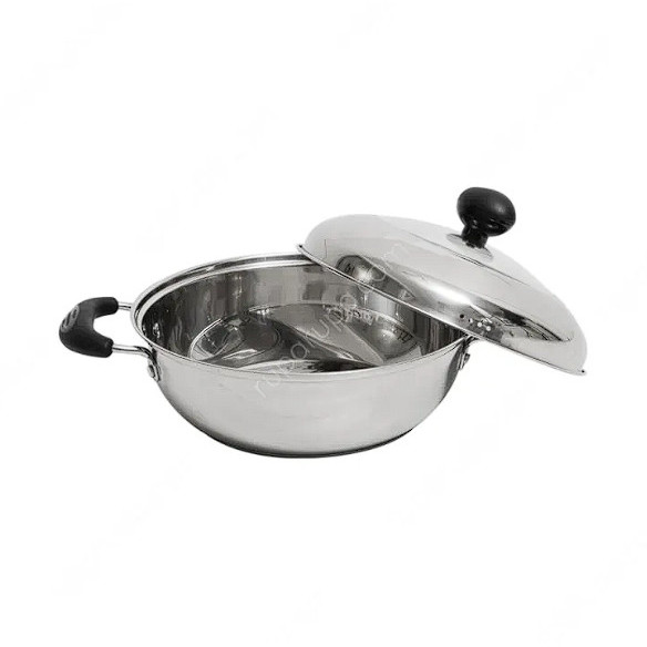 Wajan / Wok Stainless Steel 304 Dengan Tutup