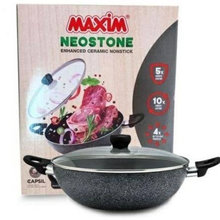 Maxim Wajan Neostone Neo 30 Wok Wajan Tutup Kaca 30Cm