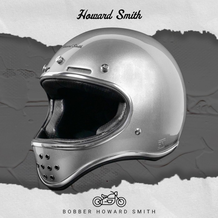 Howard Smith Bobber Retro Helm Full Face - Silver Met