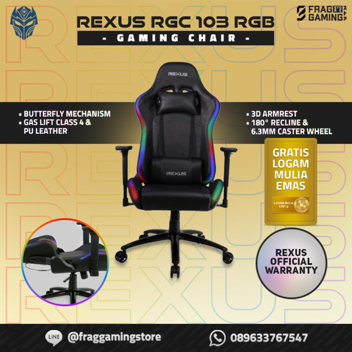 Rexus Gaming Chair / Kursi Gaming RGC 103 V2 RGB LED