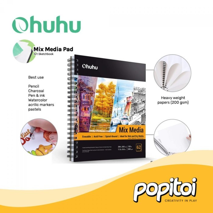 

SALE TERLARIS OHUHU MIX MEDIA PAD SKETCHBOOK BUKU GAMBAR NOTEBOOK SKETSA READYY