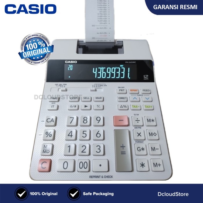 

Calculator Original Casio FR-2650RC Printing Kasir Kalkulator Printer