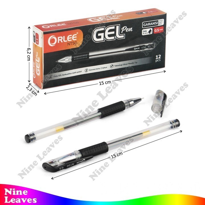 

Bolpoin Hitam 0,5 mm Orlee Gel Pen Peralatan ATK