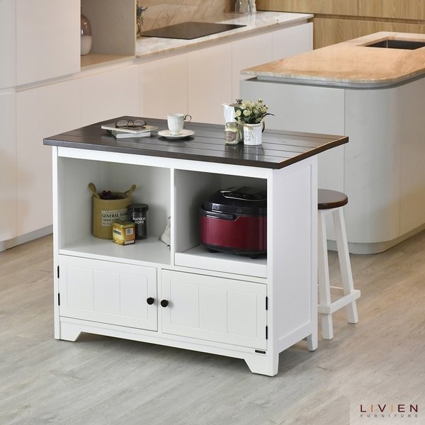 Meja Makan Dapur Island Dark Brown - Lemari Dapur - Livien Furniture