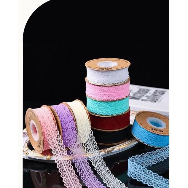 

BISA COD [1Rol 45Meter] Korean Pita Renda Lace Ribbon 3cm PITA RENDA LEBAR 3 CM / FLOWER WRAP RIBBON uj-32