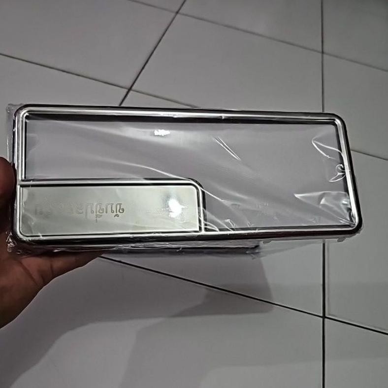 TERMURAH Cover Plat Nomor Motor / Bingkai Plat Nomor Motor Bahan Besi Warna Silver asd-86