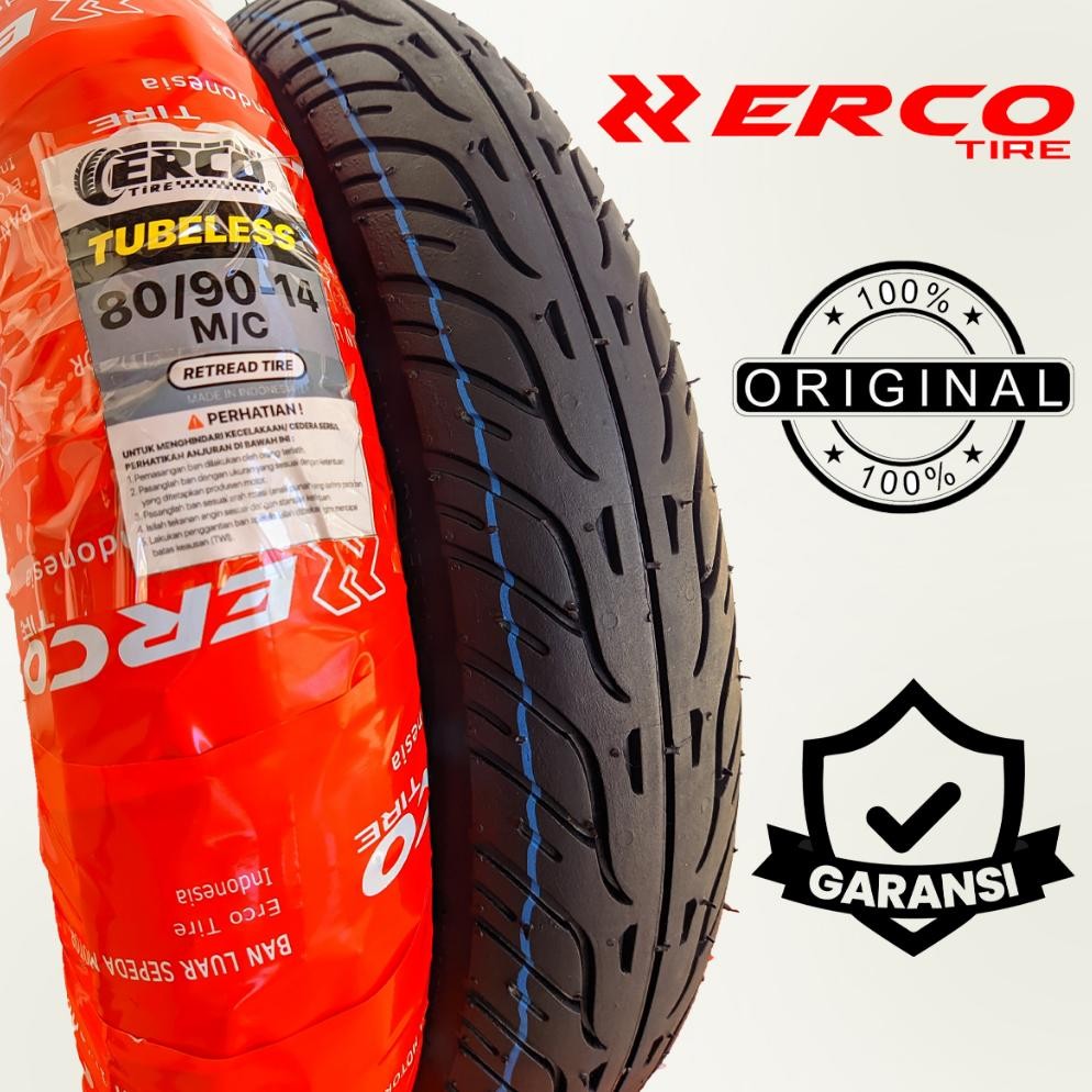 Up15 ERCO TIRE Satu Set Ban Motor Matic ERCO Tubeless NonTubeless, 90/90-14 dan 80/90-14 Viral