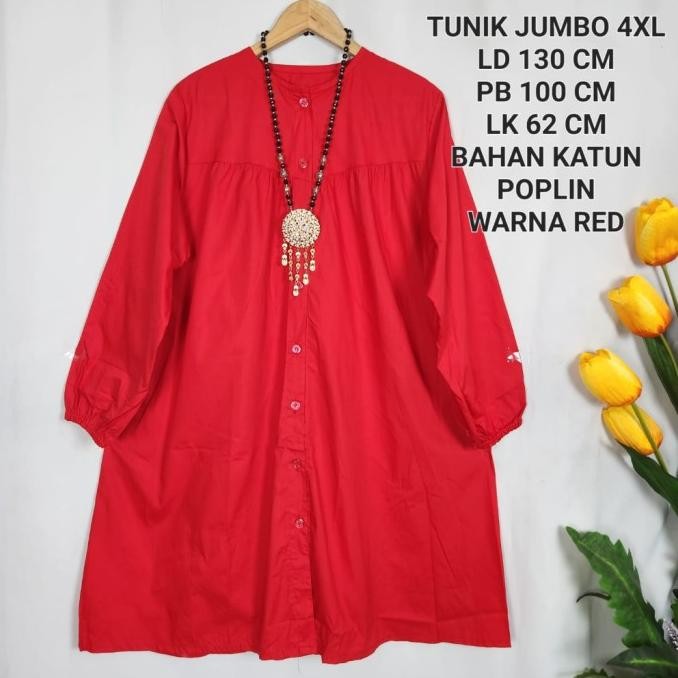 Tunik Jumbo Wanita Ld 130 Cm Warna Merah Putih Koleksi Agustusan