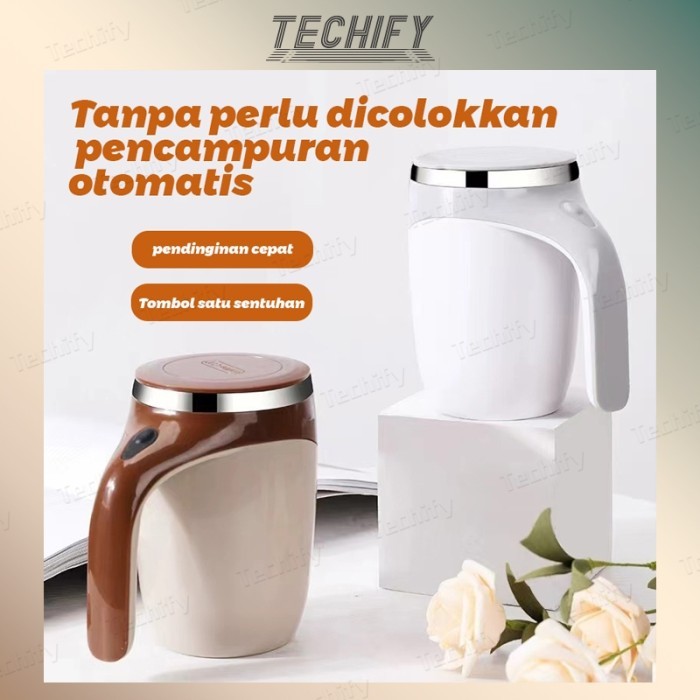TERLARIS CANGKIR ADUK OTOMATIS USB CHARGING PORT CANGKIR PENGADUK KOPI MAGNETIK MUG/GELAS STAINLESS