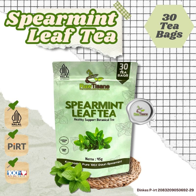 

RAW TISANE Spearmint Leaf Tea : Teh celup daun Spearmint isi 30 tea bag