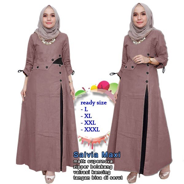 Murah LS SALVIA MAXI Pakaian Baju Maxi Wanita - Atasan Muslim L XL XXL XXXL Non COD