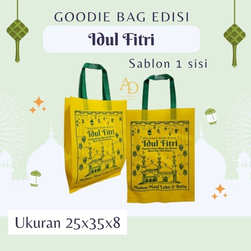 

(Lusinan 12Pcs) Goodie Bag Lebaran 25X35X8- Idul Fitri- Tas Hampers Lebaran