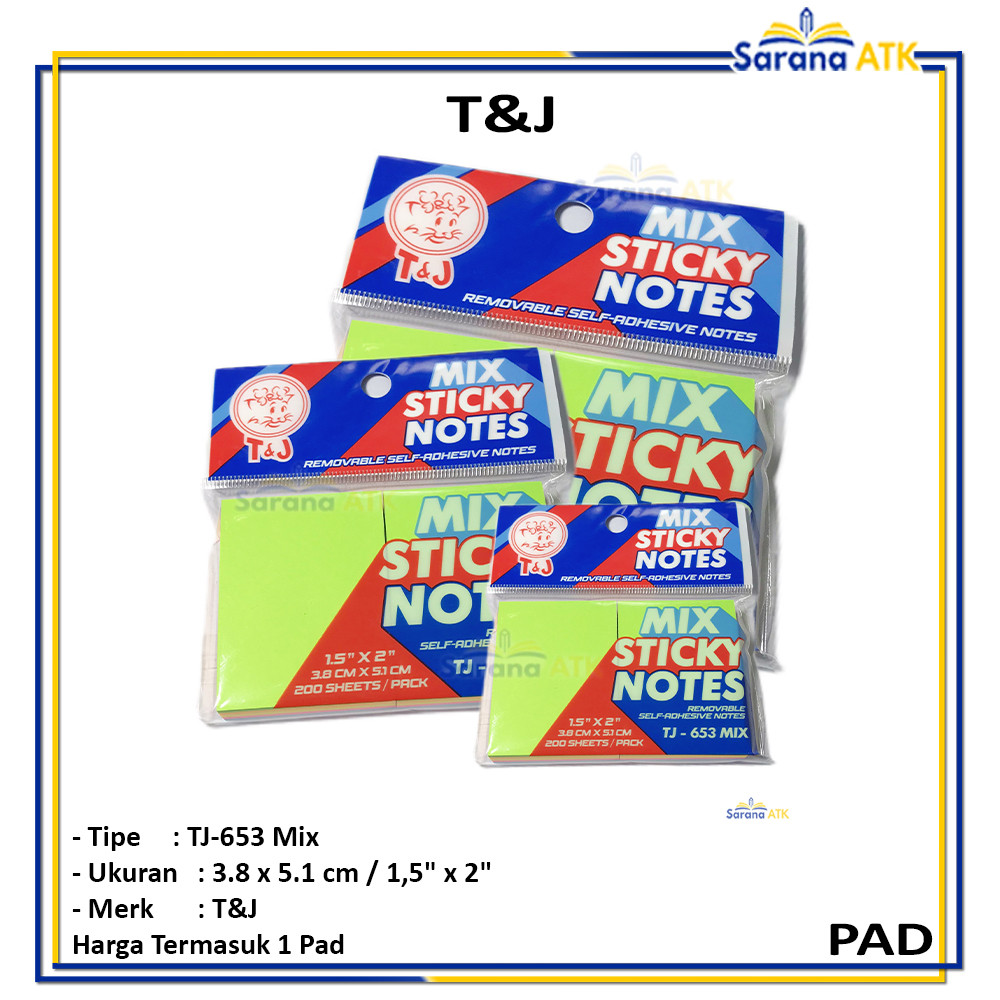 

T&J - Sticky Notes TJ-653 Mix 3.8 x 5.1 cm - PAD