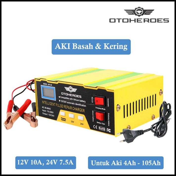 Charger Battery Accu 12V 10A 24V 7.5A OTOHEROES MF2B Alat Cas Aki Mobil Motor Intelligent Pulse Repa