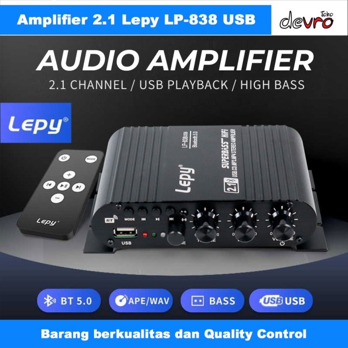Audio Amplifier 2.1 Bluetooth Subwoofer Bass USB HiFi Sound Booster