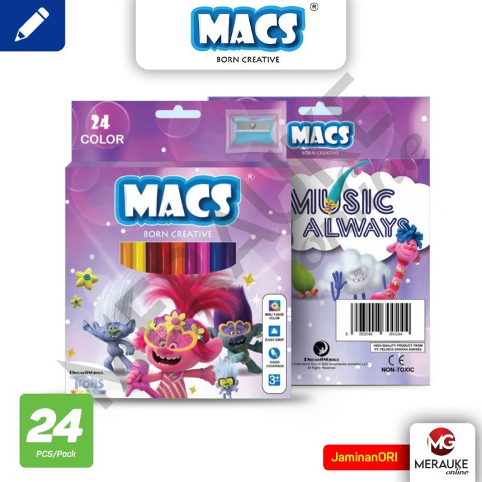 

MURAH MACS Pensil Gambar Trolls 24 Warna
