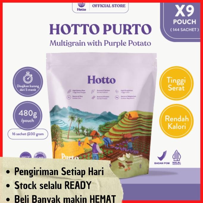 

Terlaris Hotto Purto 9 Pouch (144 Sachet) Superfood Multigrain Dengan Ubi Ungu Jaminan Garansi Produk Original Distributor Resmi / Sereal Sarapan Untuk Gerd Asam Lambung Meal Snack Replacement Diet Ready Stok