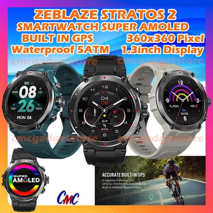 Zeblaze Stratos 2 Smartwatch Outdoor Waterproof 5Atm Amoled Display