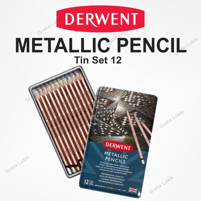 

MURAH Derwent Metallic Pencils Tin set 12