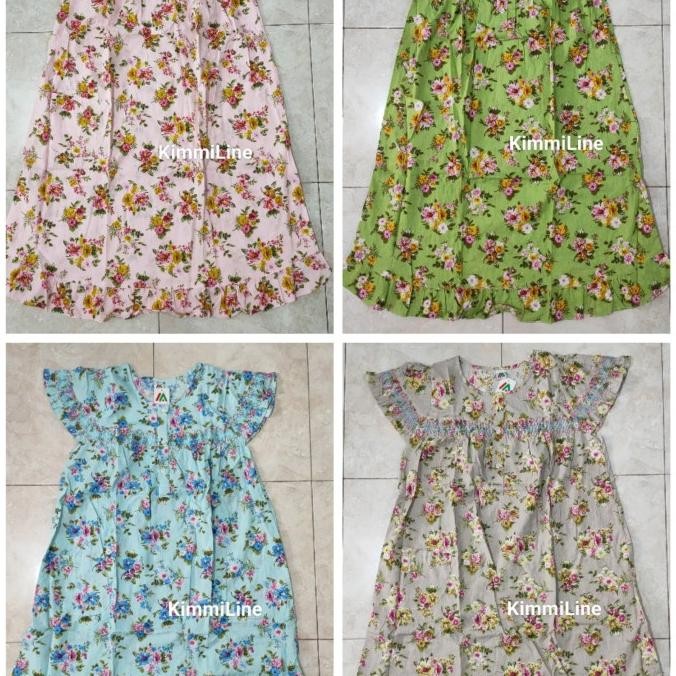 Promo Setelan Baju Tidur Katun Merlin Daster Smoke Dewasa Motif Flower