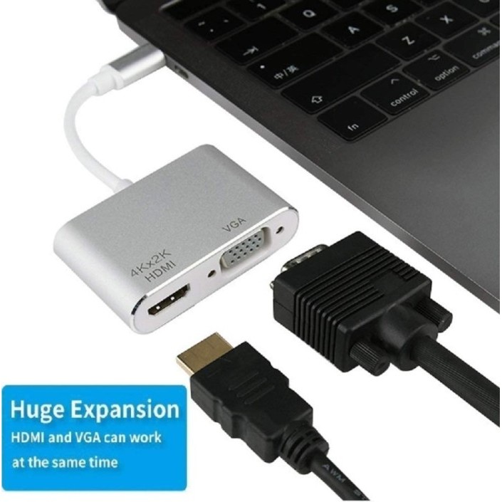 CONVERTER USB TYPE C 2IN1 To HDMI DAN VGA Adapter