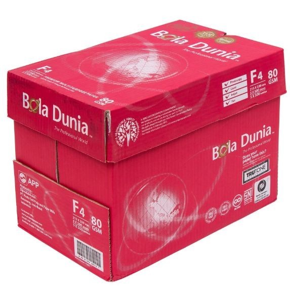 

[Grab/Gojek] Kertas Fotocopy Print Folio F4 Bola Dunia 80 Gr Box Dus