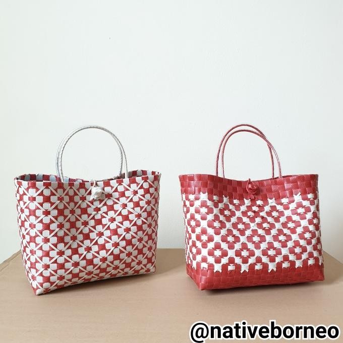 Marla Bag (Merah) - Tas Anyaman Merah, Tas Hampers Imlek Natal Anyam