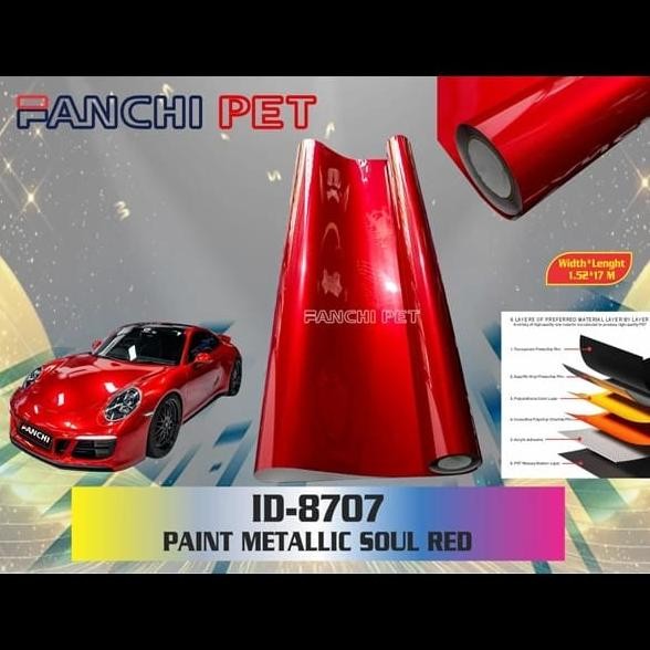 

Promo 50CM Sticker FANCHI ID-8707 Paint Metallic Soul Red PET per 50CM COD