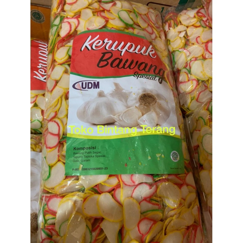

KERUPUK / KRUPUK BAWANG PUTIH SPESIAL UDM 1 BAL DUS 5 KG WARNA WARNI