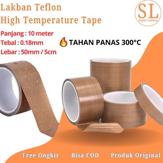 

LAKBAN TEFLON TAPE PTFE 50MM TAHAN PANAS 300C SETARA NITTO 2" INCH ASLI