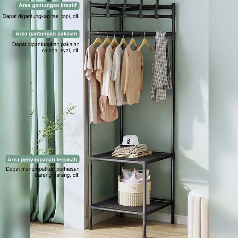Rak Baju Gantung Sudut Rak Hanger Sudut Stand Hanger Sudut Gantungan Baju Sudut 45X45X180cm