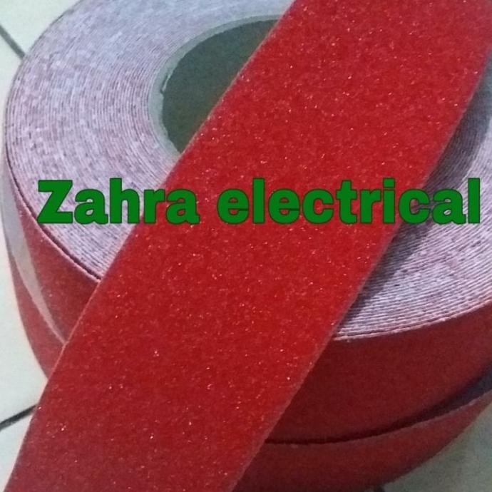 

LAKBAN ANTI SLIP TANGGA / ANTI LICIN LANTAI WARNA MERAH 5 CM X 18METER ASLI