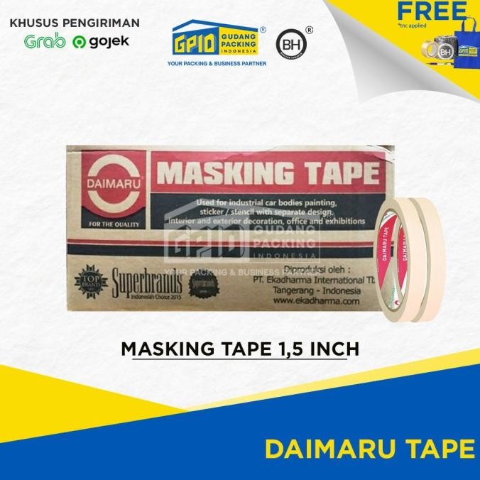

(GOSEND/GRAB) DAIMARU - MASKING TAPE / LAKBAN KERTAS 0.5 / 1 / 2 INCH ASLI