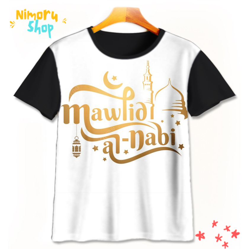 Baju Kaos Anak 3D Maulid-1-designWD Maulid Nabi Muhammad Rasulullah SAW Untuk Usia 1-12 Tahun Nimoru