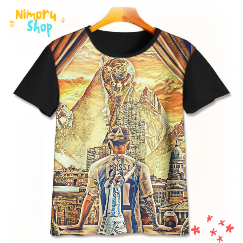 Baju Kaos Anak 3D LM-5-designWD Lionel Messi Kaos Bola Untuk Usia 1-12 Tahun NimoruShop