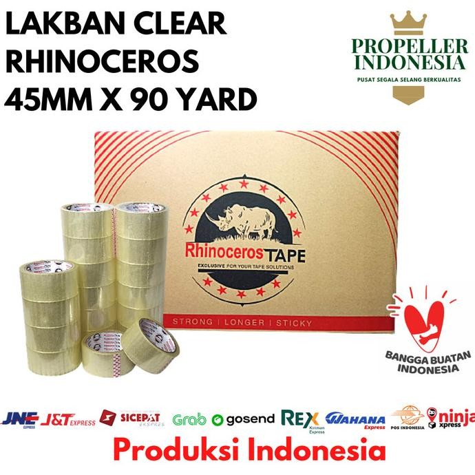 

LAKBAN BENING PUTIH RHINOCEROS TAPE 45MMX90YARD @72PCS/DUS GOJEK/GRAB ASLI