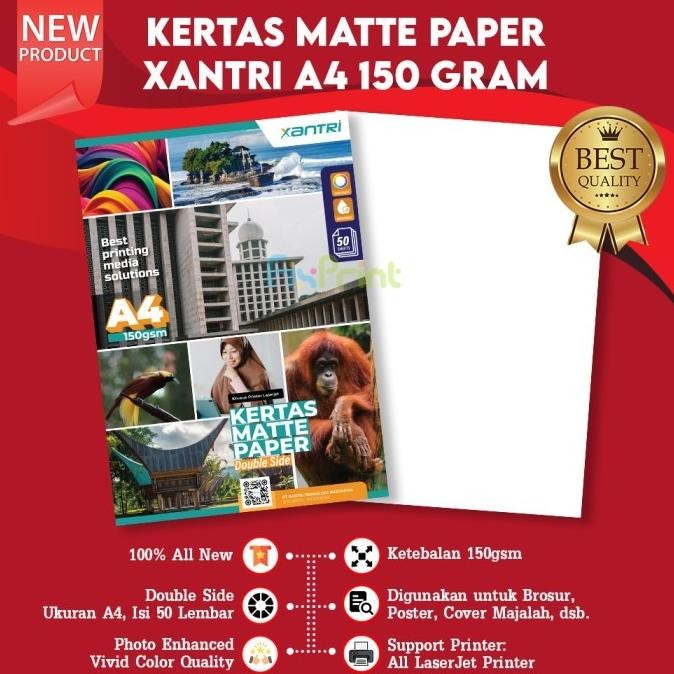 Promo Kertas Matte Paper Double Side A4 150gsm 50 Sheets Kertas Matte 150gr
