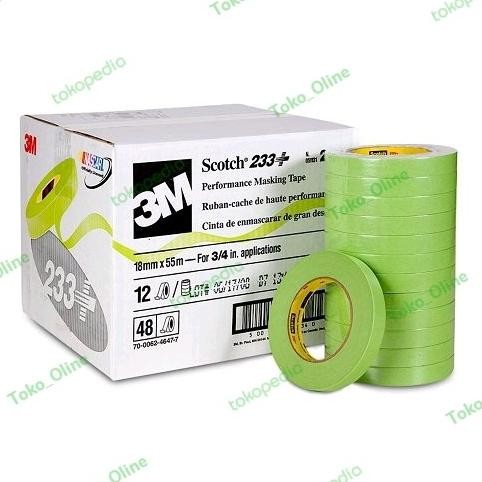 

3M 233+ MASKING TAPE - PERFORMANCE GREEN TAPE - LAKBAN KERTAS HIJAU ASLI