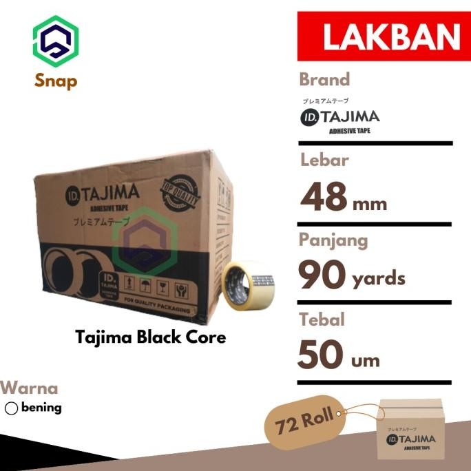 

LAKBAN BENING OPP TAPE TAJIMA BLACK CORE 48 MM X 90 YARDS DUS ASLI