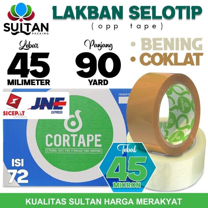 

LAKBAN ISOLASI SOLATIP 45MM X 90Y OPP TAPE CORTAPE VARIAN KARGO / DUS ASLI