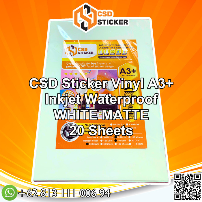 

Seragam Sticker Vinyl Inkjet White Matte Waterproof - A3 Per Pack (20 Lembar)