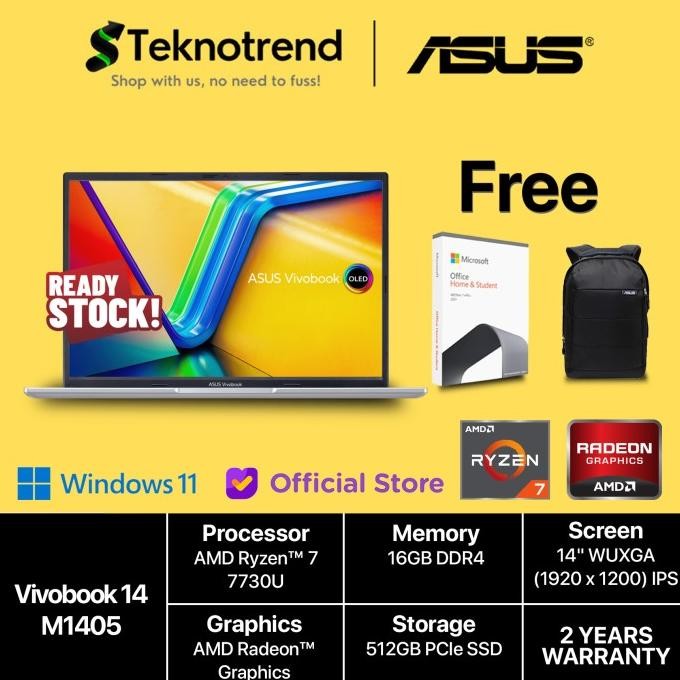 Asus Vivobook 14 M1405Ya Ryzen 7 7730U 512Gb Ssd 16Gb Ips Win11