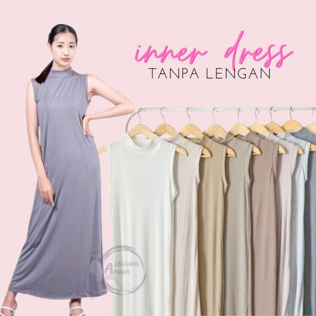 PROMO inner gamis inner span dress inner dress lengan pendek wanita muslim bahan spandex lembut BEST