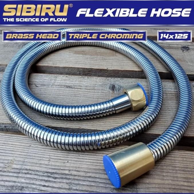 Flexible Hose Selang Handshower Hand Shower Fleksibel Brass Head Kepala Drat Kuningan Sibiru 125 cm 