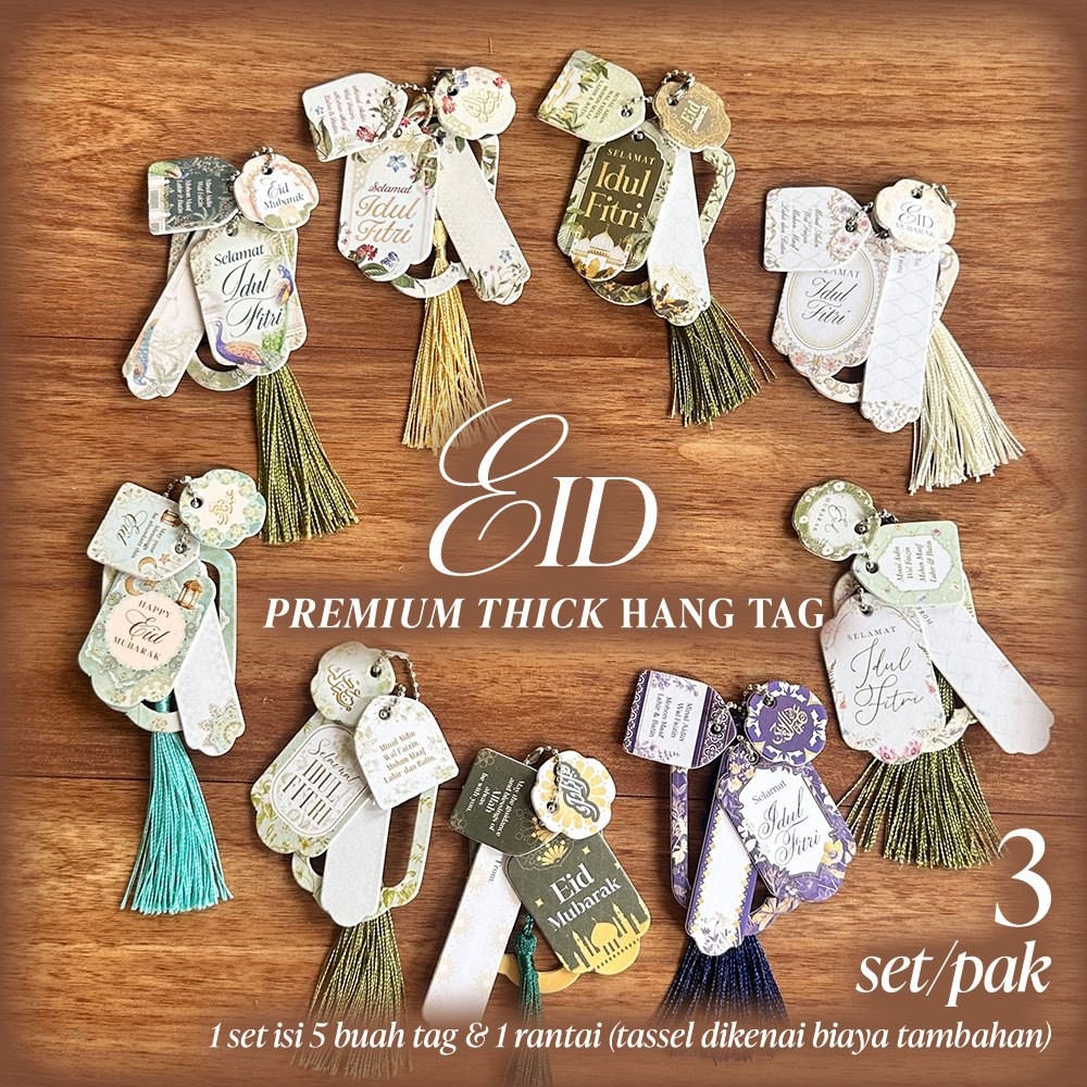 

Premium Hang Tag Tebal Lebaran Dengan Tassel Rumbai / Thick Tag Hamper Lebaran / Kartu Ucapan Idul