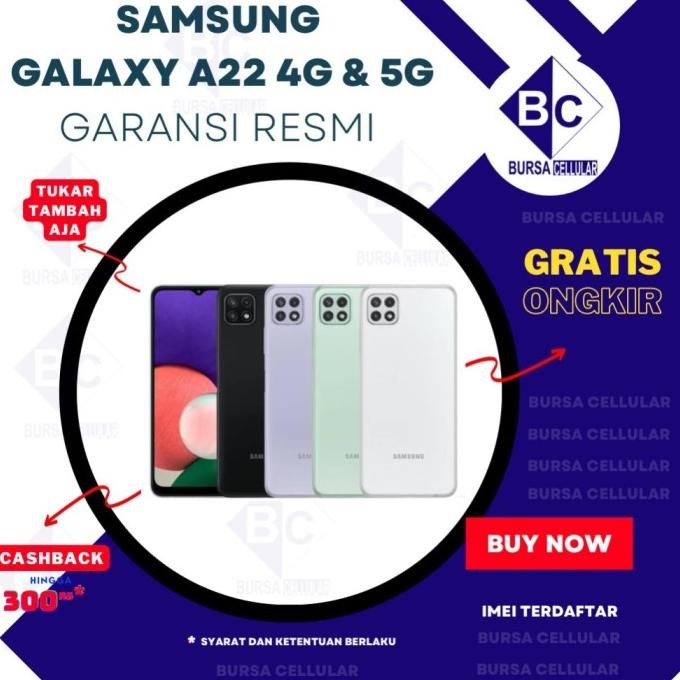 Samsung Galaxy A22 5G 6Gb/128Gb A 22 Lte 6/128 Gb Garansi Resmi