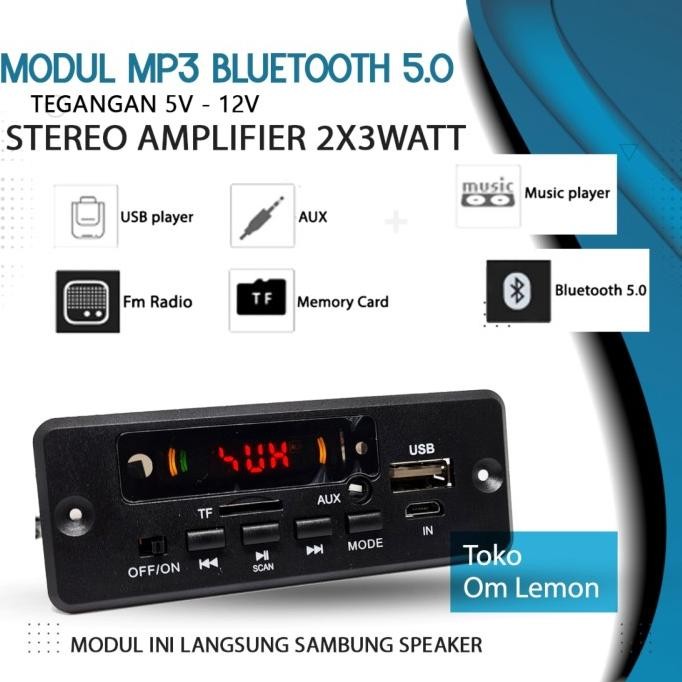 Terlaris modul mp3 bluetooth 5V-12V stereo 2x3watt 029BT SALE